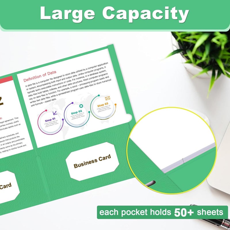 LAYZZ Folders with Pockets, 60 Pack Paper Pocket Folders, 2 Pocket File folders Fits Letter Size Paper, for School Office and Home (Green) - Image 4